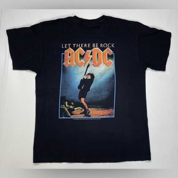 ACDC Let There Be Rock Graphic T-shirt Women Large Black Short Sleeve Music - Picture 1 of 6